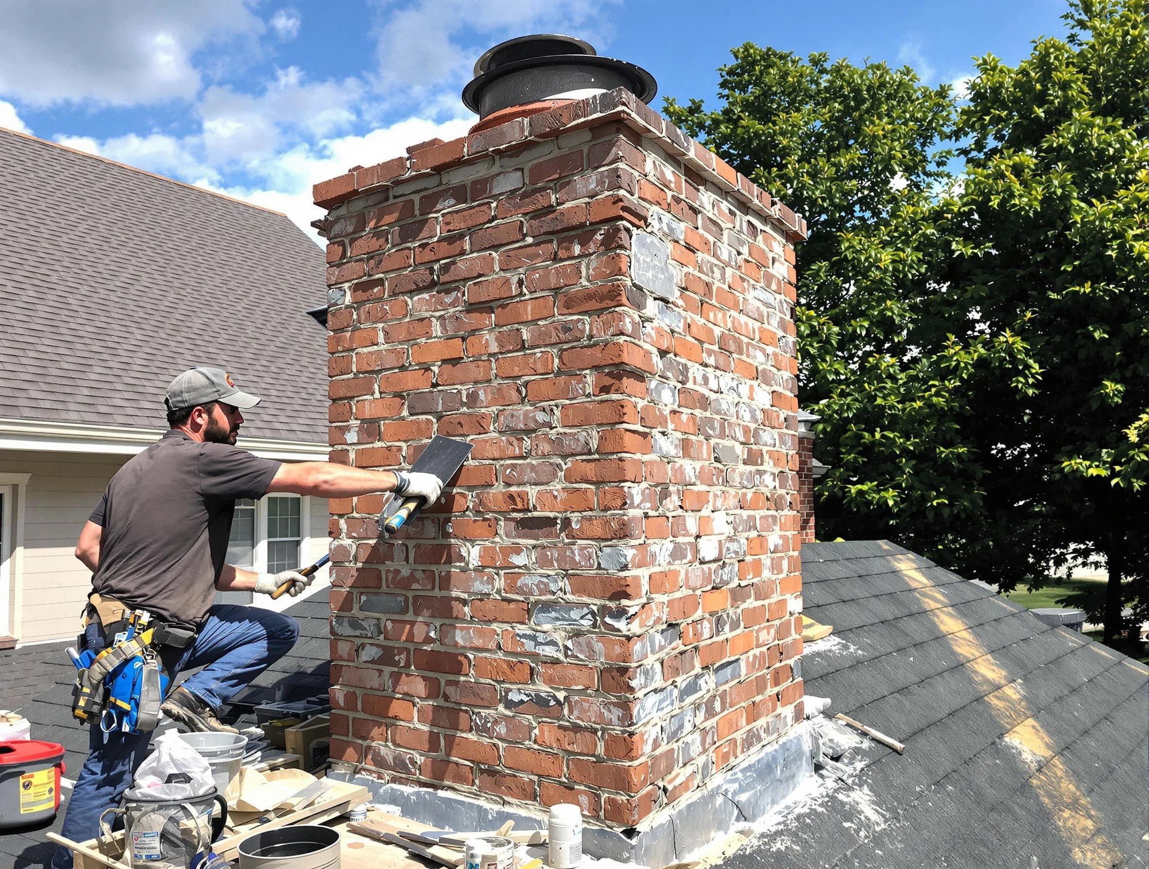 Completed chimney rebuild by Mustang Chimney Sweep in Mustang, OK