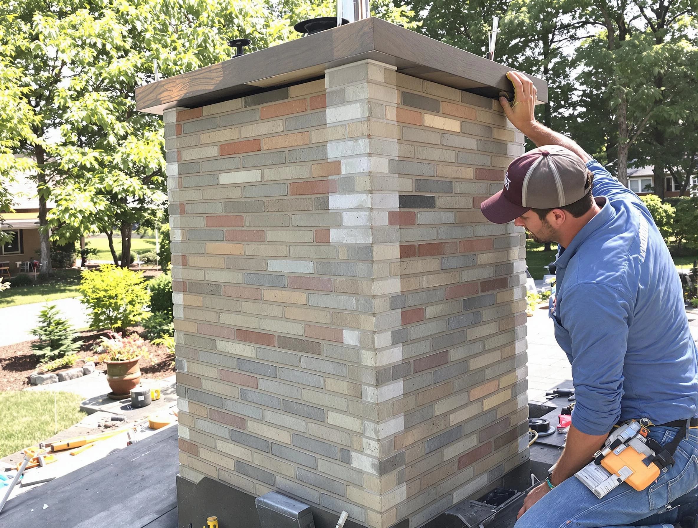 Mustang Chimney Sweep completing a modern chimney remodel in Mustang, OK