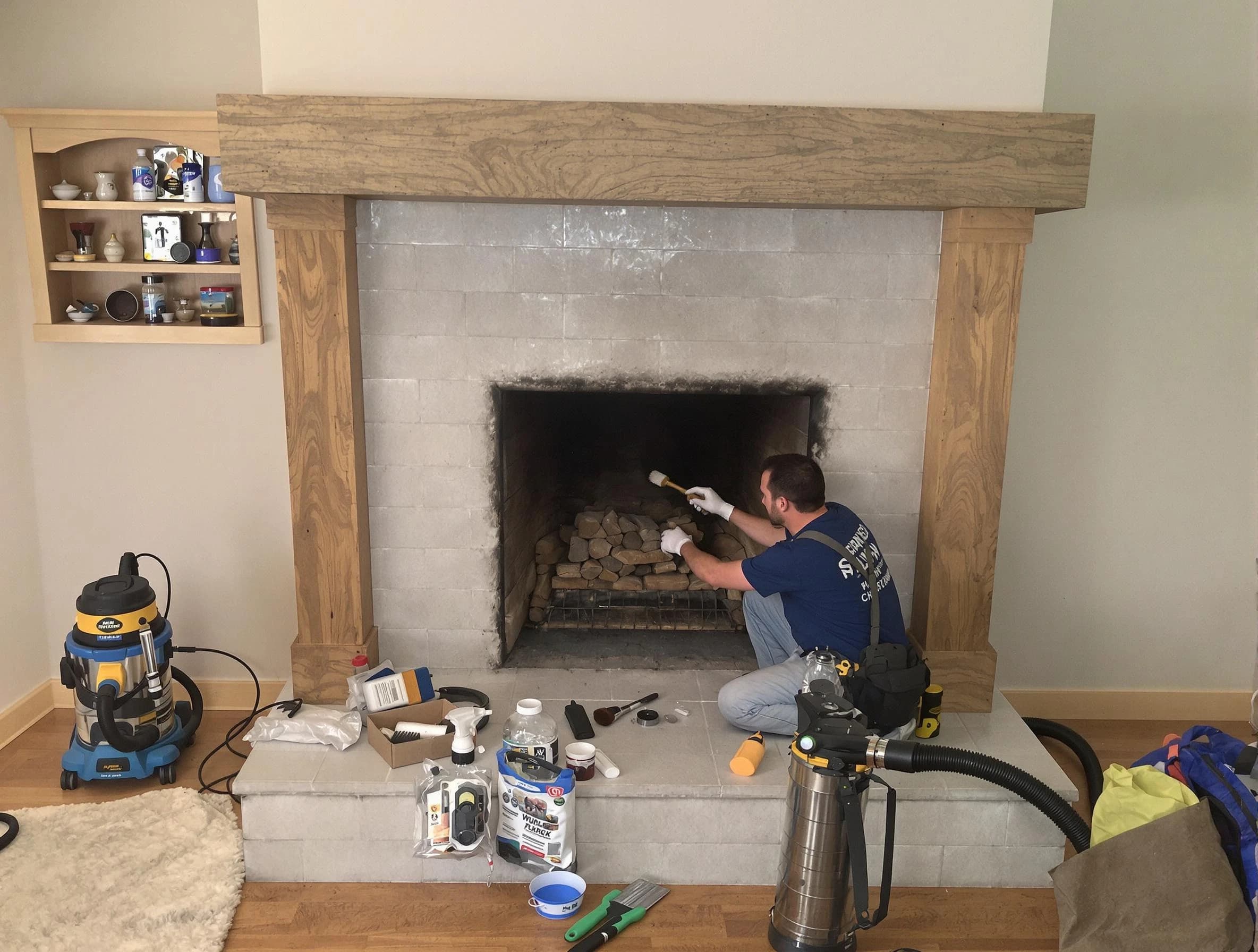 Detailed creosote removal process by Mustang Chimney Sweep in Mustang, OK