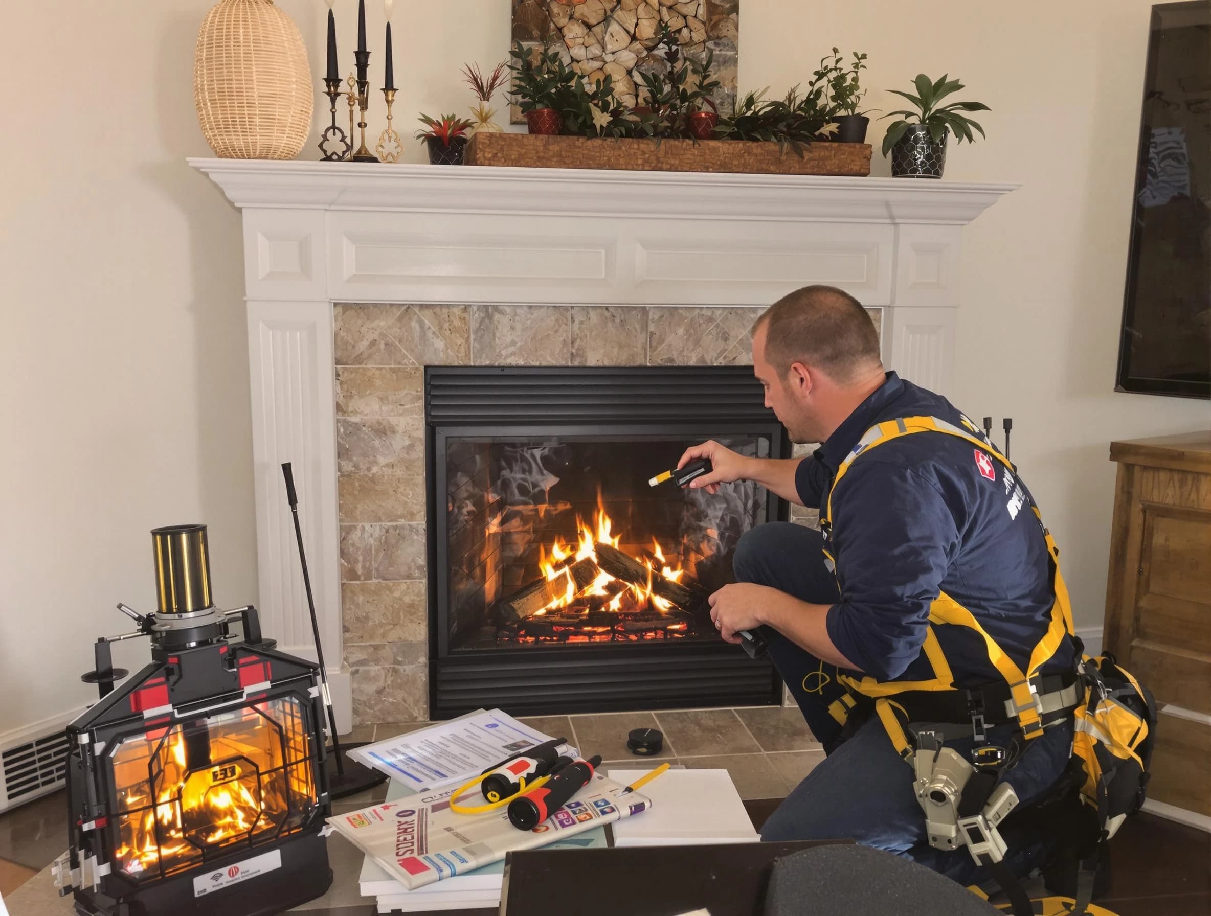 Safety-focused fireplace inspection by Mustang Chimney Sweep in Mustang, OK