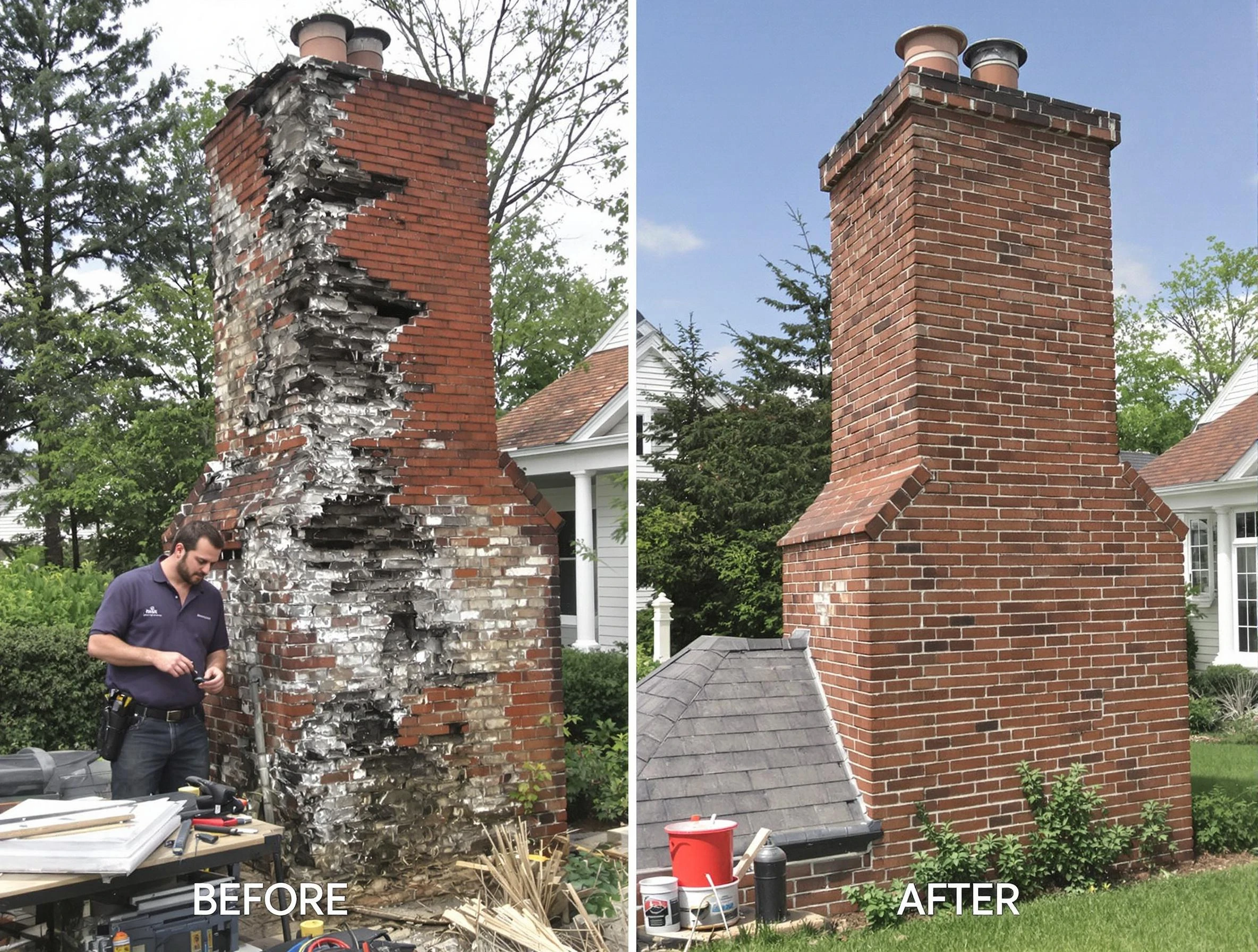 Mustang Chimney Sweep performing a full chimney restoration in Mustang, OK