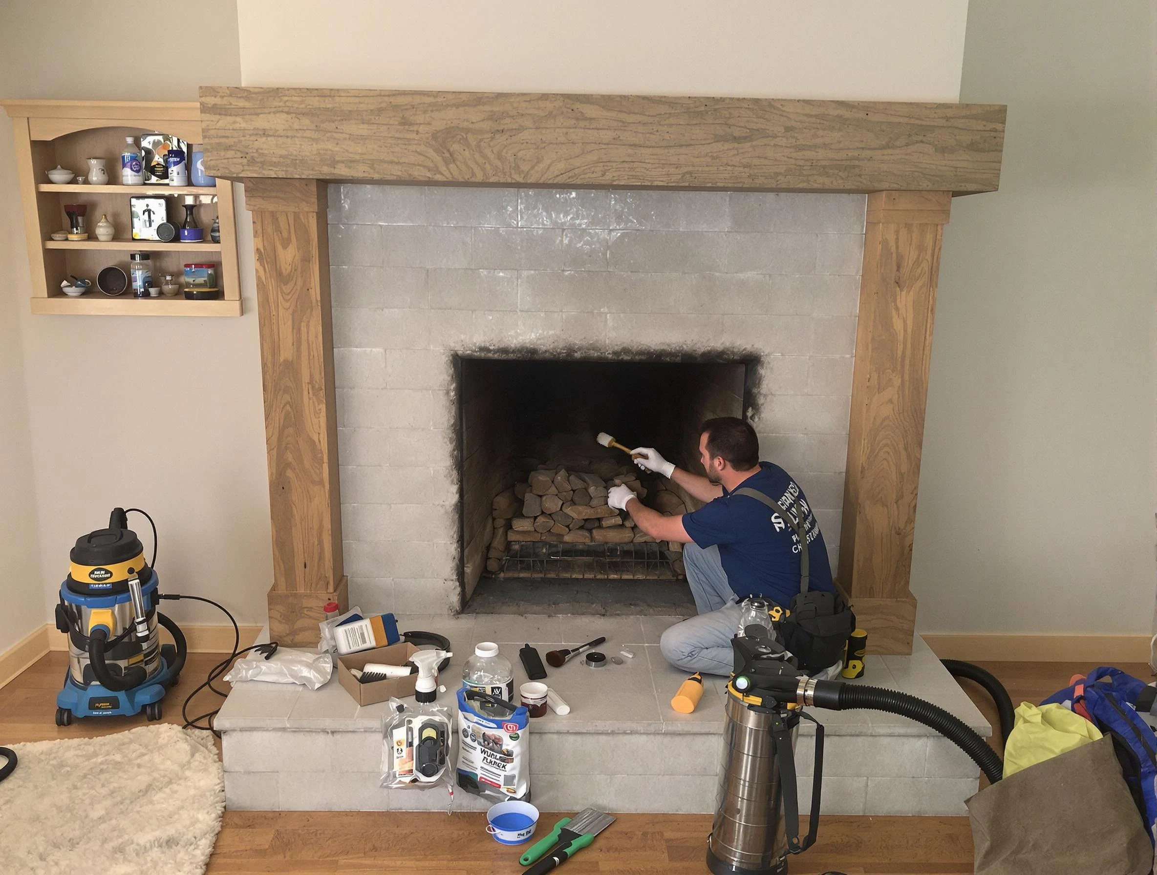 Detailed creosote removal process by Mustang Chimney Sweep in Mustang, OK